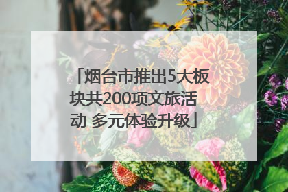 烟台市推出5大板块共200项文旅活动 多元体验升级