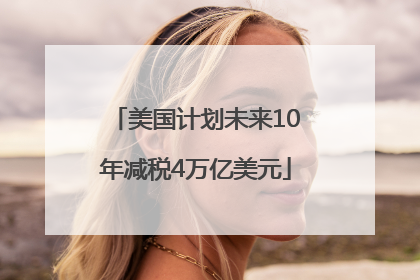 美国计划未来10年减税4万亿美元