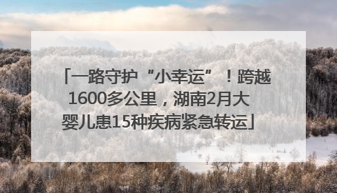一路守护“小幸运”！跨越1600多公里，湖南2月大婴儿患15种疾病紧急转运