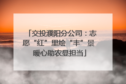 交投濮阳分公司：志愿“红”里绘“丰”景 暖心助农显担当