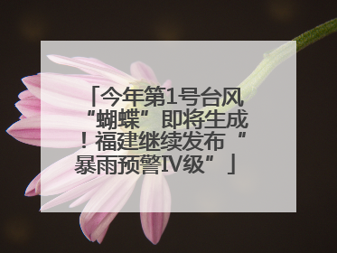 今年第1号台风“蝴蝶”即将生成！福建继续发布“暴雨预警Ⅳ级”