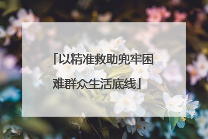 以精准救助兜牢困难群众生活底线