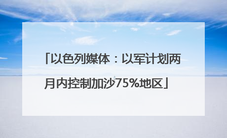 以色列媒体：以军计划两月内控制加沙75%地区