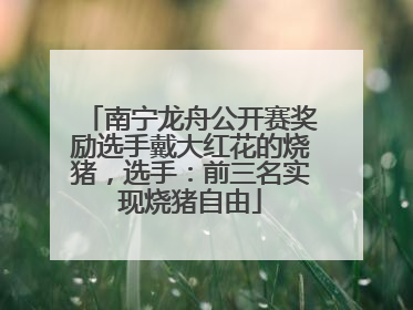 南宁龙舟公开赛奖励选手戴大红花的烧猪，选手：前三名实现烧猪自由