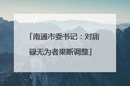 南通市委书记：对庸碌无为者果断调整
