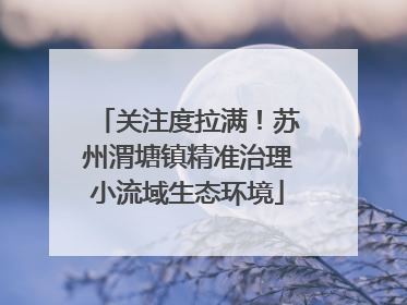 关注度拉满！苏州渭塘镇精准治理小流域生态环境