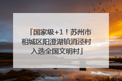 国家级+1！苏州市相城区阳澄湖镇消泾村入选全国文明村