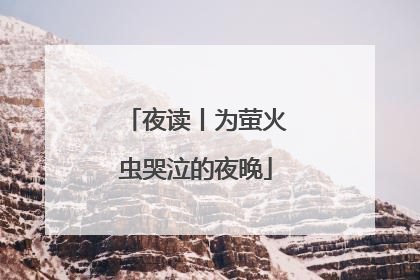 夜读丨为萤火虫哭泣的夜晚