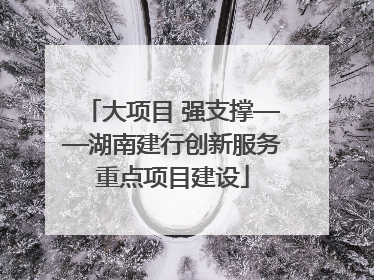 大项目 强支撑——湖南建行创新服务重点项目建设