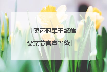 奥运冠军王懿律父亲节官宣当爸