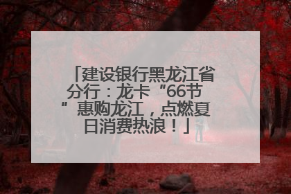 建设银行黑龙江省分行：龙卡“66节”惠购龙江，点燃夏日消费热浪！
