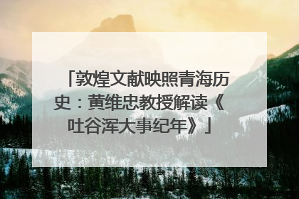 敦煌文献映照青海历史：黄维忠教授解读《吐谷浑大事纪年》