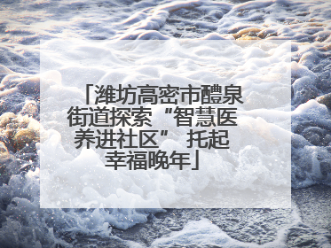 潍坊高密市醴泉街道探索“智慧医养进社区” 托起幸福晚年
