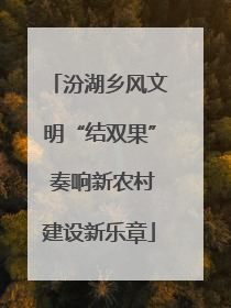汾湖乡风文明“结双果” 奏响新农村建设新乐章