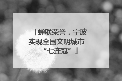 蝉联荣誉，宁波实现全国文明城市“七连冠”
