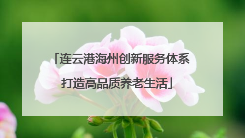 连云港海州创新服务体系 打造高品质养老生活