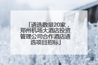 遴选数量20家，郑州机场大酒店投资管理公司合作酒店遴选项目招标