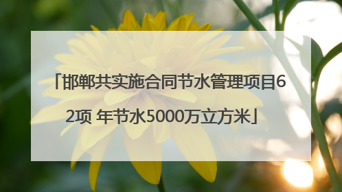 邯郸共实施合同节水管理项目62项 年节水5000万立方米